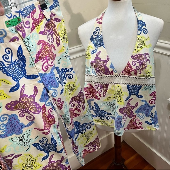 TIBI Set Halter Neck Top &‎ Crop Top Matching Set in Boho Print - Picture 1 of 12